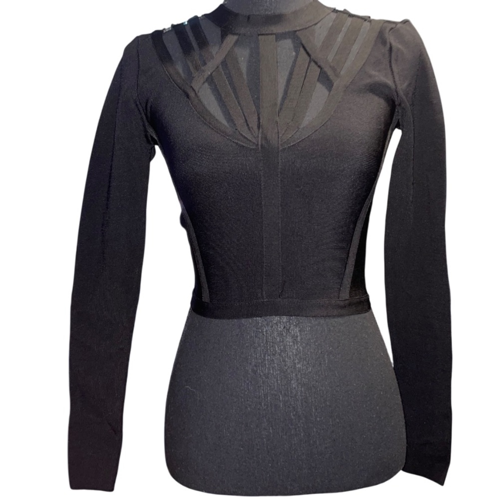 NWT BEBE bandage cut out sexy black shirt